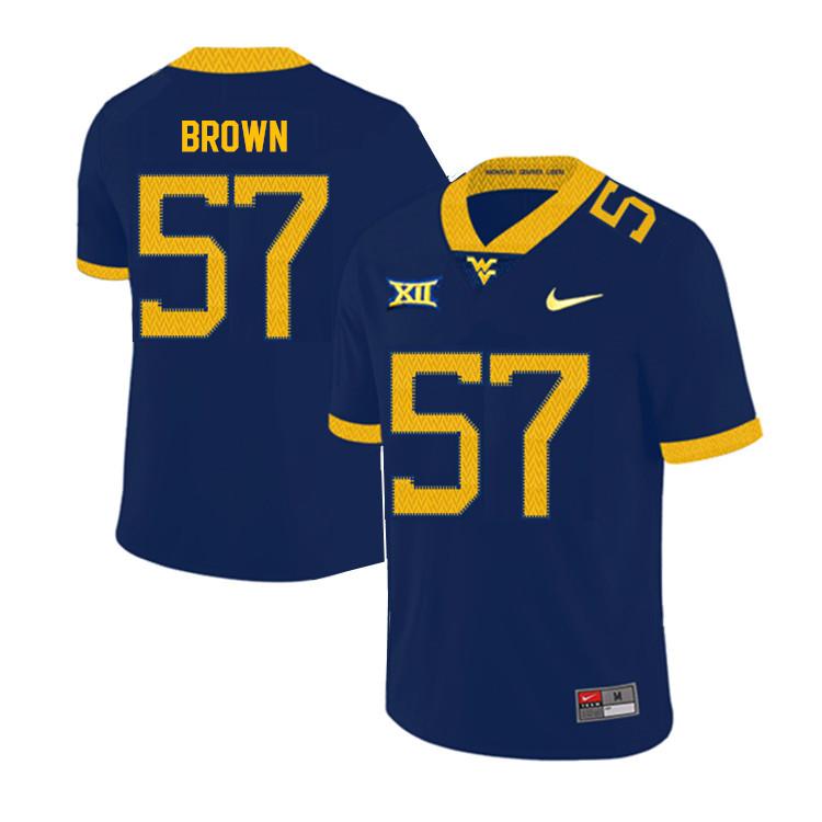 NCAA Men's Michael Brown West Virginia Mountaineers Navy #57 Nike Stitched Football College 2019 Authentic Jersey WP23H43ZC